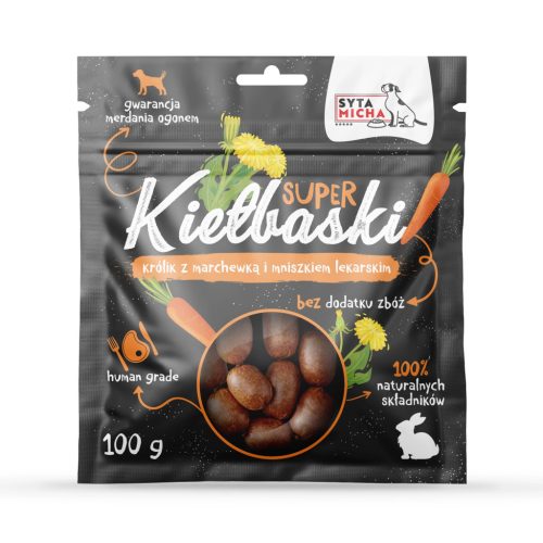 Syta Micha - Mini kolbászkák - Nyúl sárgarépával és gyermekláncfűvel - 100g